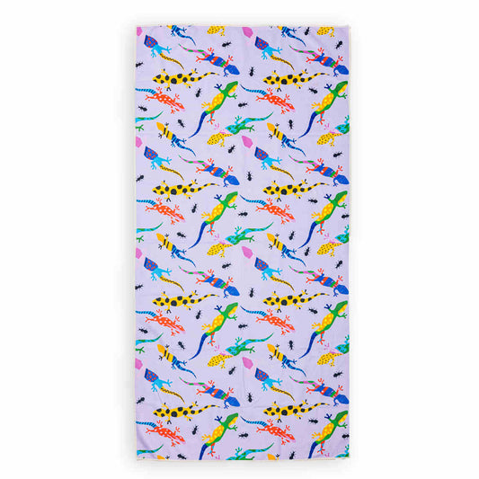 Koko' Beach Towel - Gecko Invasion Purple